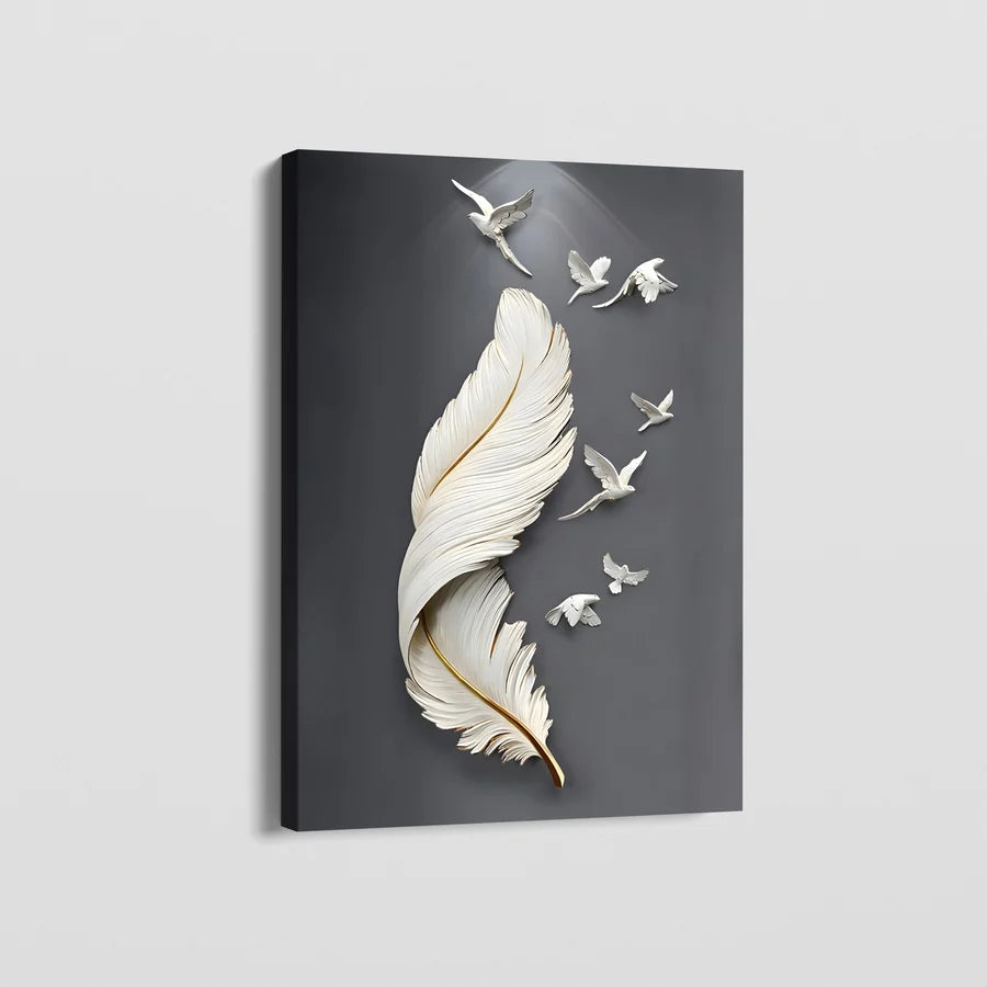 WHITE DOVE FEATHER CANVAS