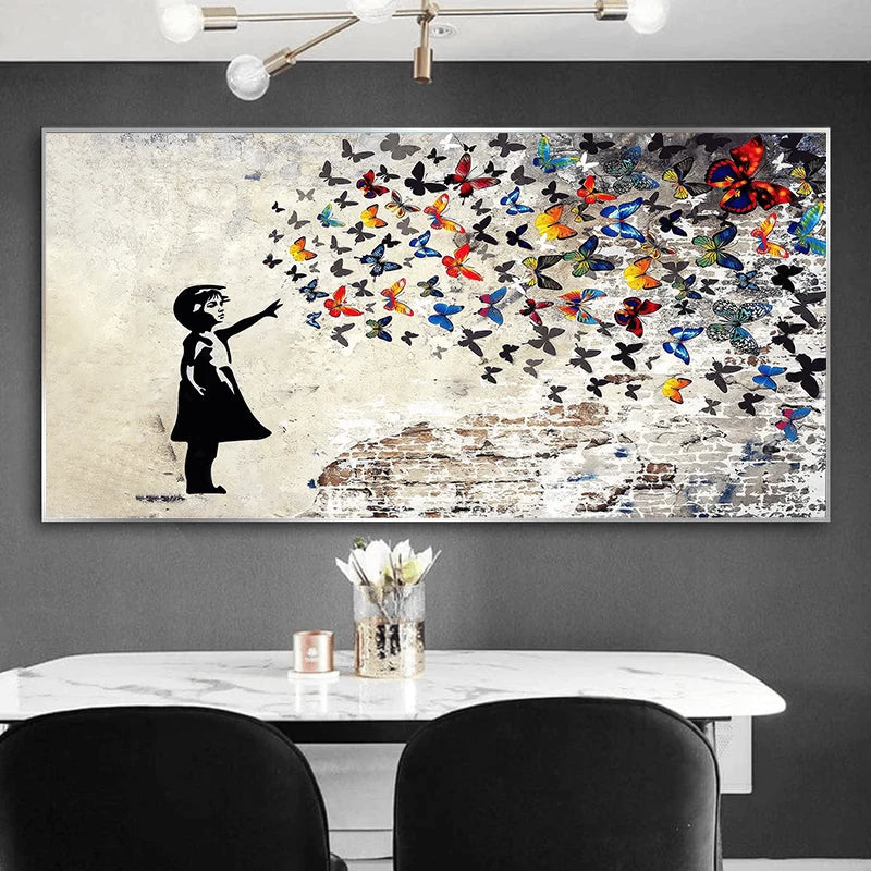 BANKSY FLYING BUTTERFLIES CANVAS
