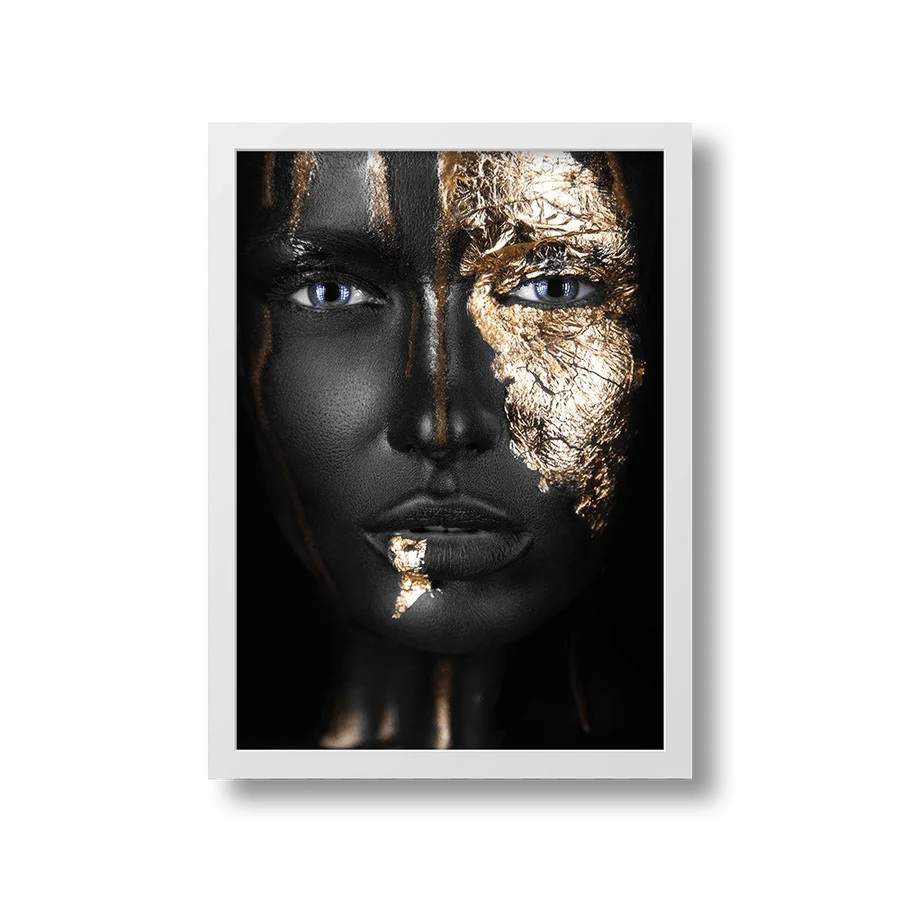 BLACK AND GOLD WOMAN OIL PAINTING ON CANVAS
